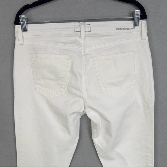 Current Elliott Jeans Womens 29 White The Flip Flop Mid Rise Flare Frayed Hem - Picture 9 of 13